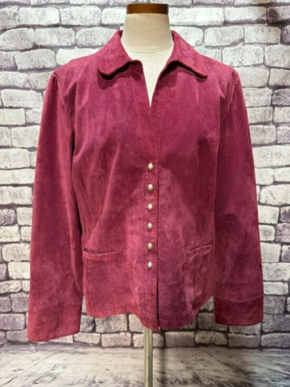 Tria Red Long Sleeve Leather Suede Jacket Size XL